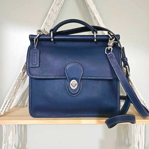 Vintage Coach Willis Top Handle Shoulder Bag ( Royal / Cobalt Blue) # 9927 - Picture 1 of 14